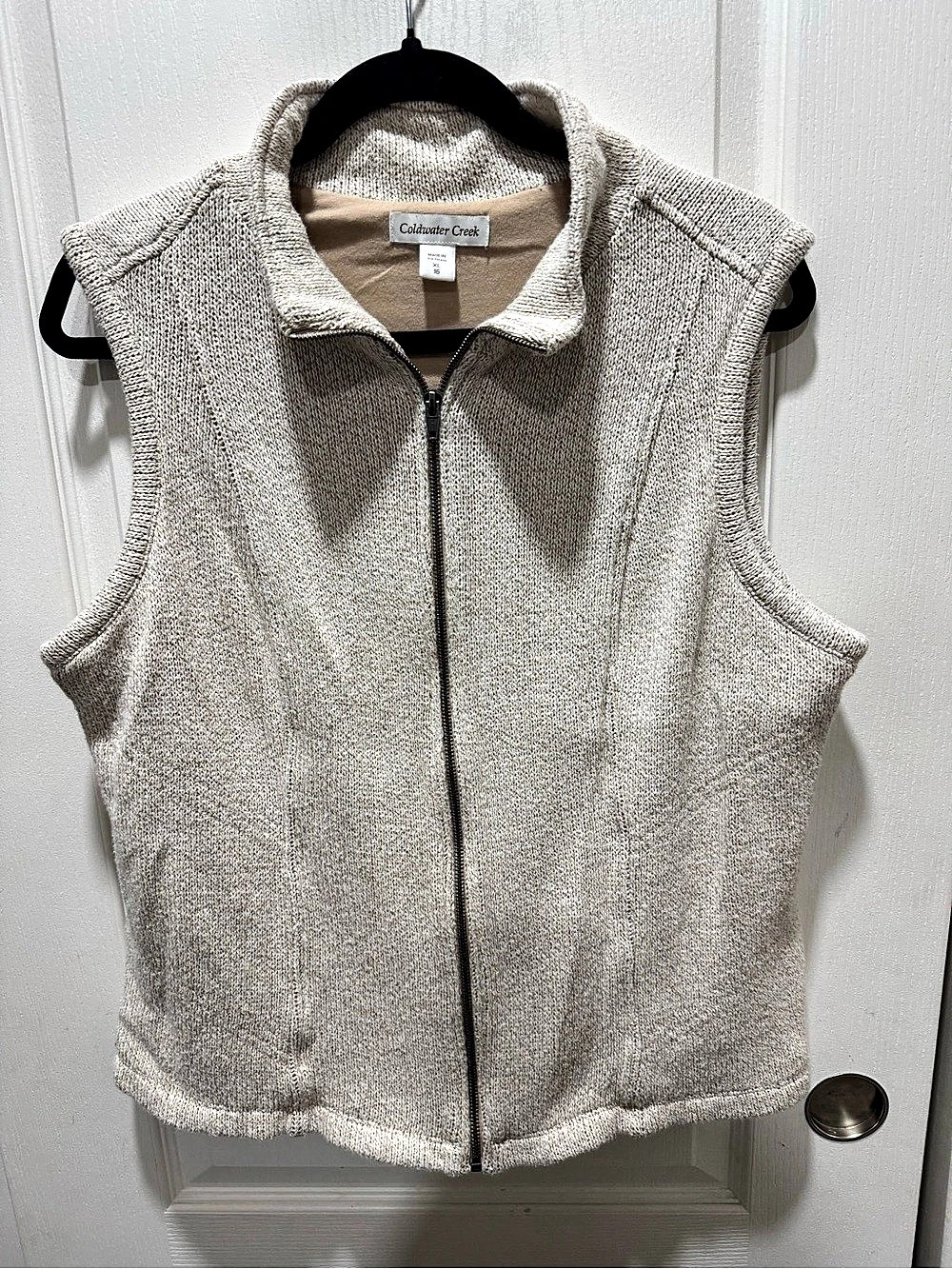 Coldwater Creek Oatmeal Knit Full Zip Sweater Vest Women’s XL 16